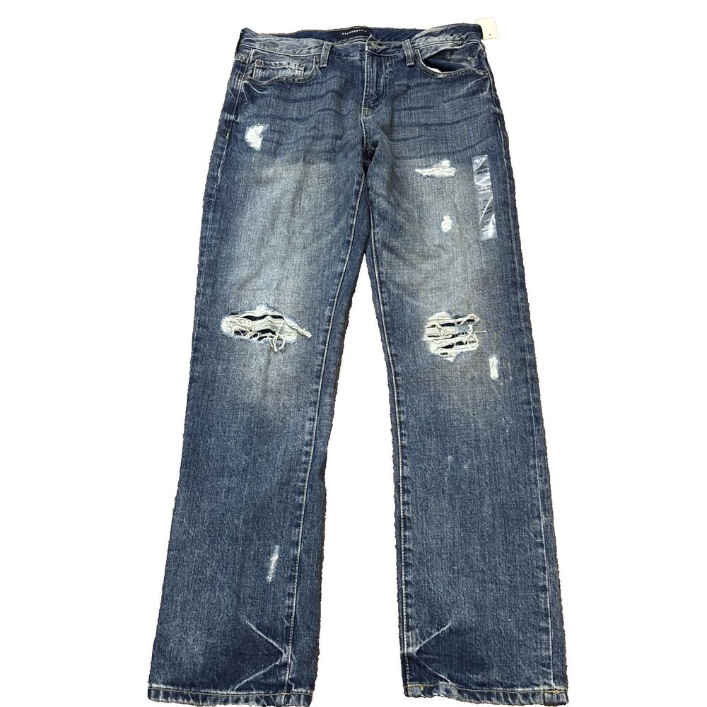 NEW Aeropostale Slim Jeans Mens 32x32 Blue Distressed Ripped Stretch 92959407